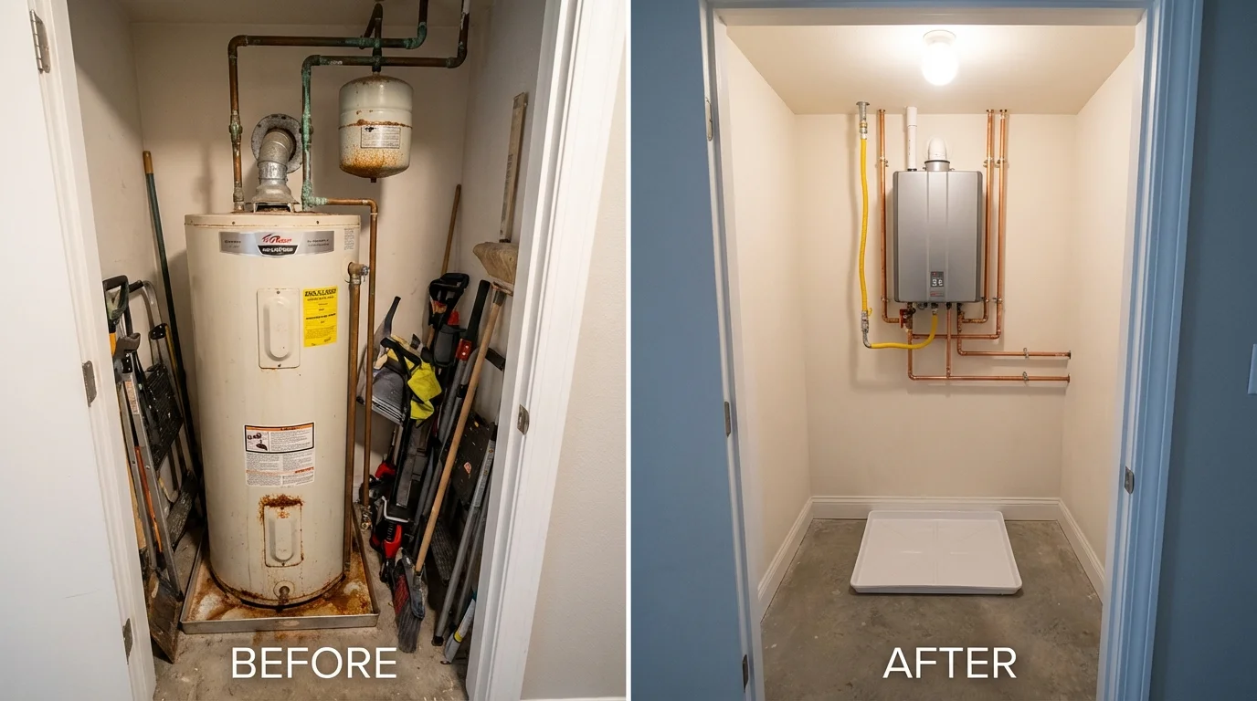 Tank water heater versus wall-mounted tankless unit comparison for Valley Cottage, NY homeowners