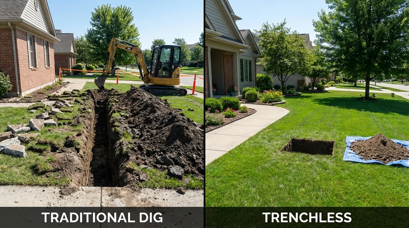 Trenchless sewer repair with minimal yard damage versus traditional excavation in Valley Cottage, NY